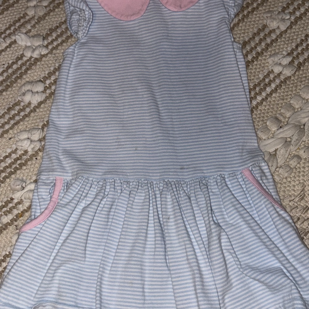 Striped Pink and Blue Kids Casual Dress